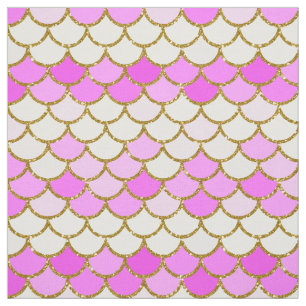 Pink and Gold Glitter Mermaid Scales Fabric