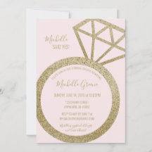 Pink and Gold Glitter Ring - She Said Yes!