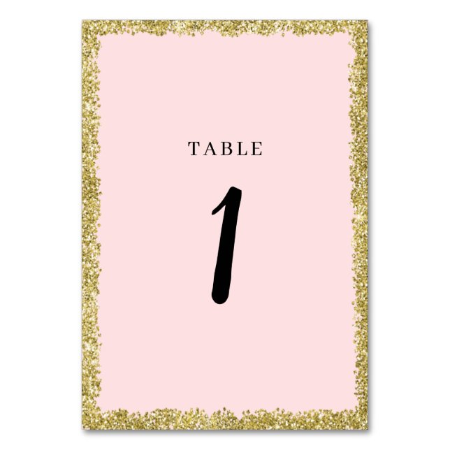 Pink and Gold Glitter Table Numbers (Front)
