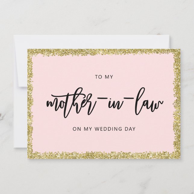 Pink and Gold Glitter To my mother in law card (Front)