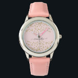 Pink and Gold Glitter Watch<br><div class="desc">Designed to coordinate with our Pink and Gold Glitter wedding collection, this cute watch features a gold glitter border on pink background. For more advanced customisation of this design, please click the "CUSTOMIZE" button above. Please note, glitter is as printed effect and not physical glitter pieces. Please contact me for...</div>