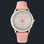 Pink and Gold Glitter Watch<br><div class="desc">Designed to coordinate with our Pink and Gold Glitter wedding collection, this cute watch features a gold glitter border on pink background. For more advanced customisation of this design, please click the "CUSTOMIZE" button above. Please note, glitter is as printed effect and not physical glitter pieces. Please contact me for...</div>