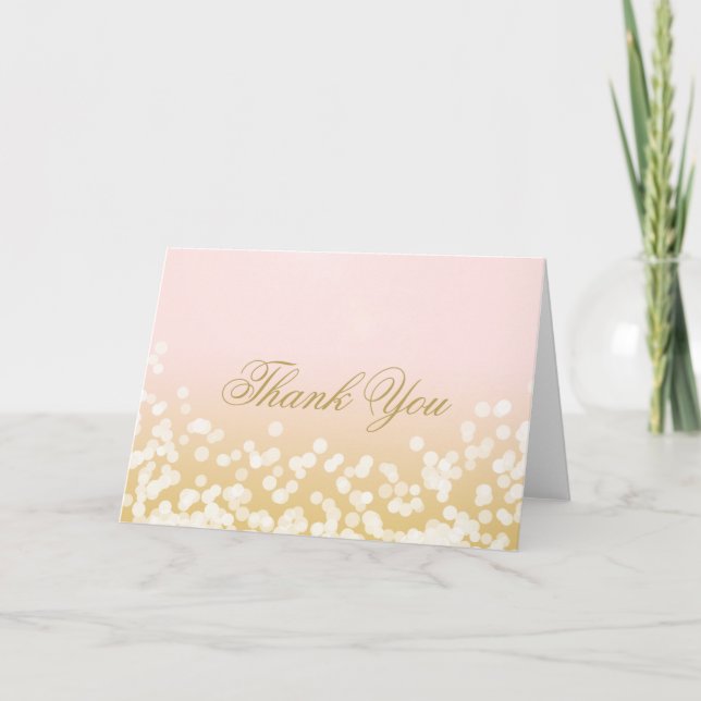 Pink and Gold Glitz Thank You Card (Front)