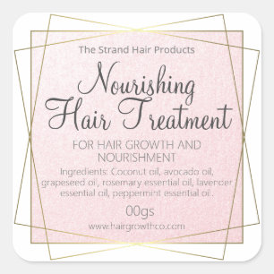 Pink And Gold Handmade Hair Treatment Mask Square Sticker