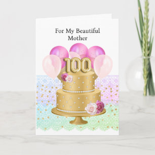 Pink and Gold Happy 100th Birthday Card