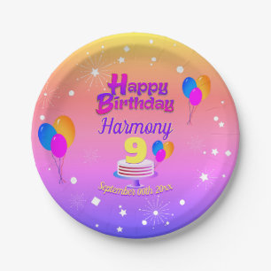 PINK and GOLD Happy Birthday Paper Plate