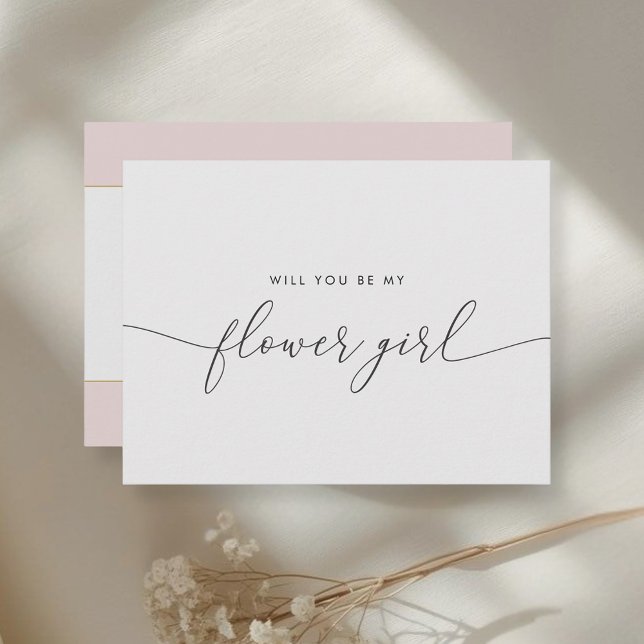 Pink and Gold Heart Will You Be My Flower Girl Invitation Postcard (Creator Uploaded)
