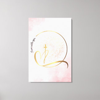 Pink and Gold I Am Stretched Canvas Print