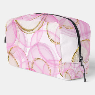 Pink and Gold Ink Circle Pattern Dopp Kit