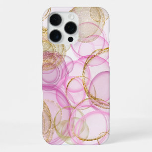 Pink and Gold Ink Circle Pattern iPhone 16 Pro Max Case