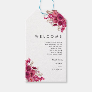 Pink and Gold Leaf Wedding Welcome Gift Tags