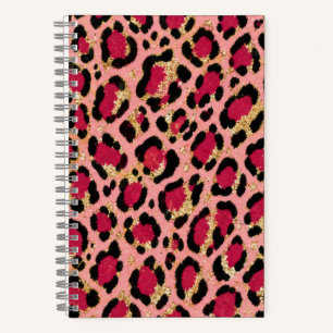 Pink and Gold Leopard Print Notebook