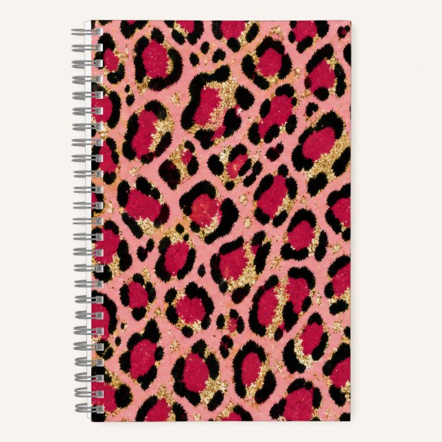 Pink and Gold Leopard Print Notebook (Front)