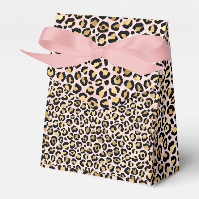 Pink and Gold Leopard Series Design 12  Favour Box (Front Side)