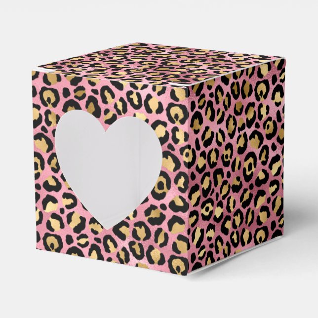 Pink and Gold Leopard Series Design 15  Favour Box (Front Side)