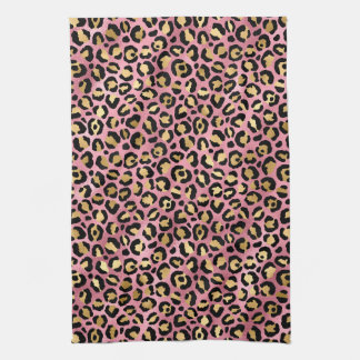 Pink and Gold Leopard Series Design 15 Tea Towel