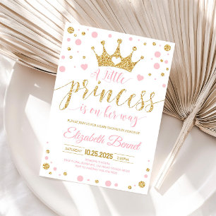 Pink and Gold Little Princess Baby Shower Invitation