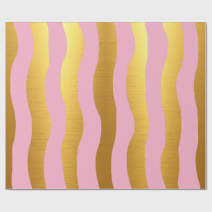 Pink and Gold Luxe Modern Stripes Wrapping Paper