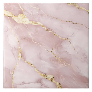 Pink and Gold Luxurious Gemstone Modern Marble Ceramic Tile