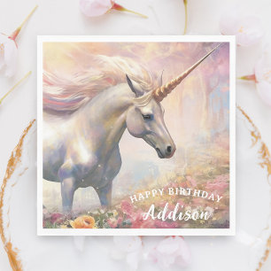 Pink and Gold Magical Birthday Unicorn Napkin