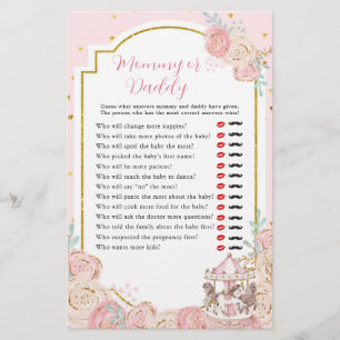 Pink and Gold Magical Carousel Mummy or Daddy