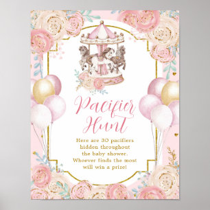 Pink and Gold Magical Carousel Pacifier Hunt Poster