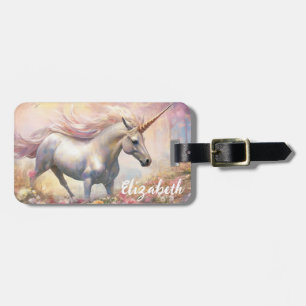 Pink and Gold Magical Unicorn Custom Luggage Tag