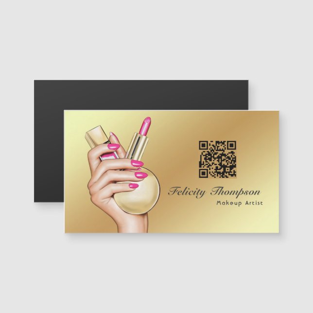 Pink and Gold Makeup Artist QR Code (Front/Back)