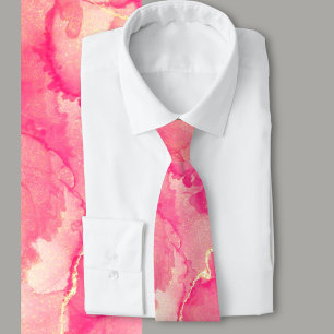 Pink and Gold Marble Abstract Pattern  Tie