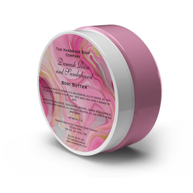 Pink and Gold Marble Cosmetics Jar Label (Creator Uploaded)