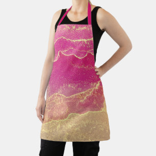 Pink and Gold Marble Elegant Apron