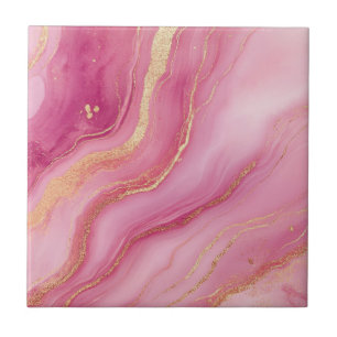 Pink and Gold Marble Elegant Ceramic Tile