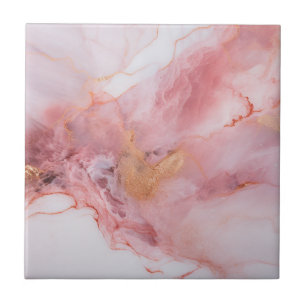 Pink and Gold Marble Elegant Ceramic Tile