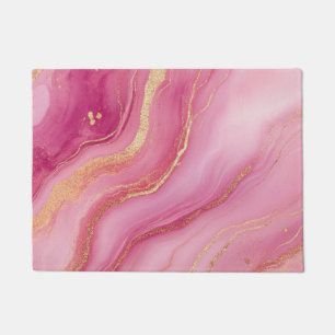 Pink and Gold Marble Elegant Doormat