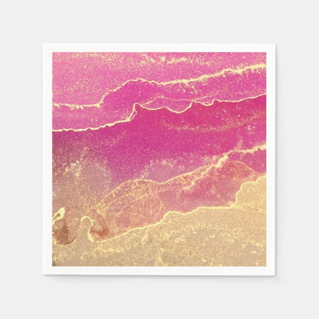 Pink and Gold Marble Elegant Napkin (Front)