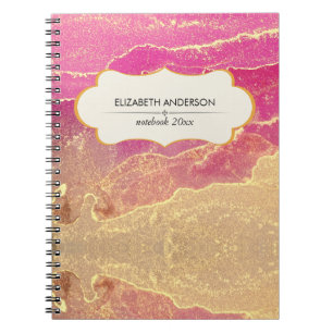Pink and Gold Marble Elegant Notebook