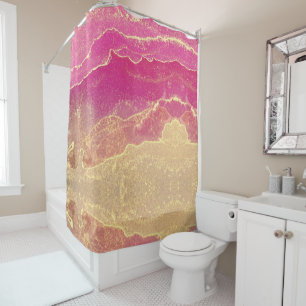 Pink and Gold Marble Elegant Shower Curtain