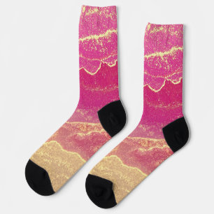 Pink and Gold Marble Elegant Socks