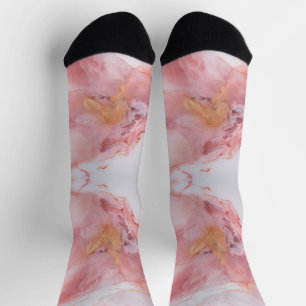 Pink and Gold Marble Elegant Socks
