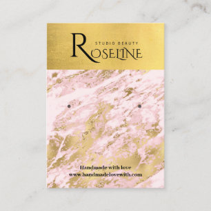 Pink and Gold marble geode jewlery display  Business Card