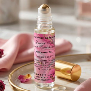 Pink and Gold Marble Perfume Roller Bottle Square Sticker