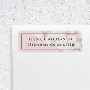 Pink and Gold Marble Return Address Label