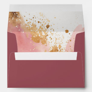 Pink and gold marble watercolor decoration envelope