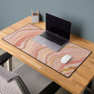 Pink and Gold Marble with Gold Monogram Desk Mat
