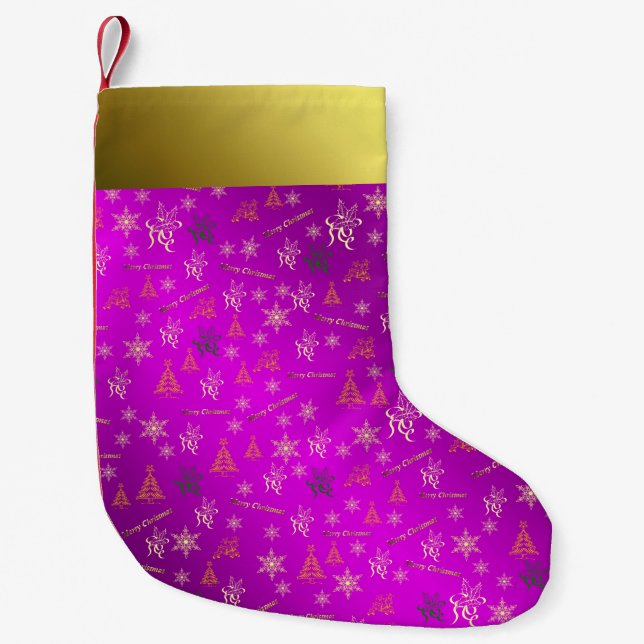 pink and gold merry christmas stocking (Front)
