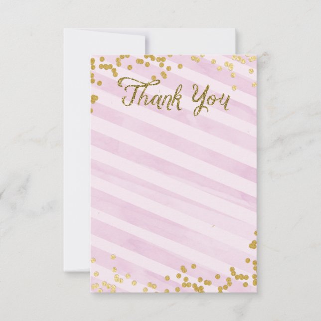 Pink and Gold Metallic sprinkle Thank you card (Front)