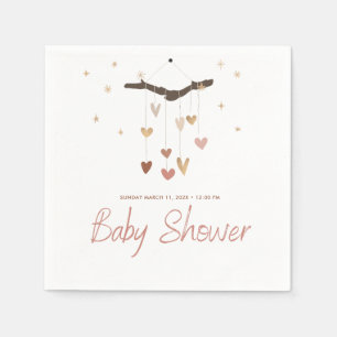 Pink and Gold Modern Simple Cute Boho Baby Shower Napkin