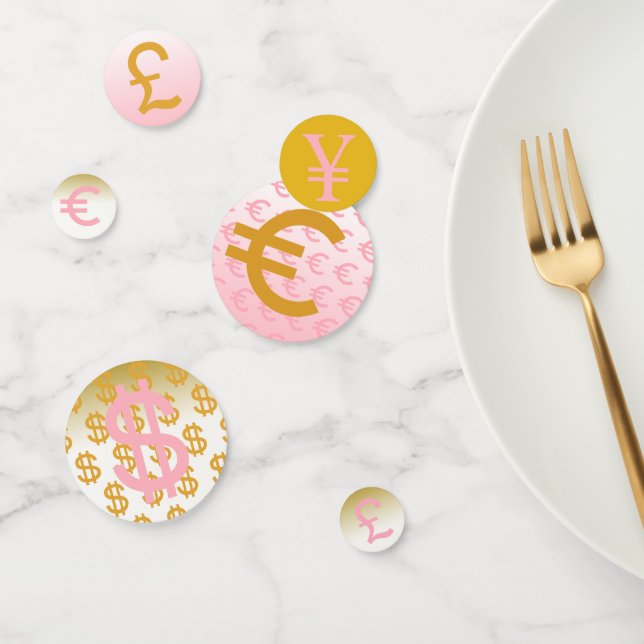 Pink and Gold Money symbols Party Confetti (Group)
