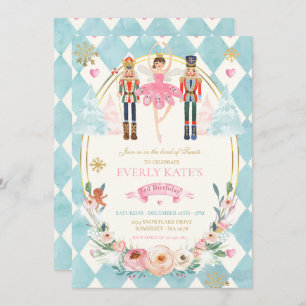 Pink And Gold Nutcracker Birthday Sugar Plum Fairy Invitation
