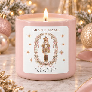 Pink and Gold Nutcracker Christmas Candle Label